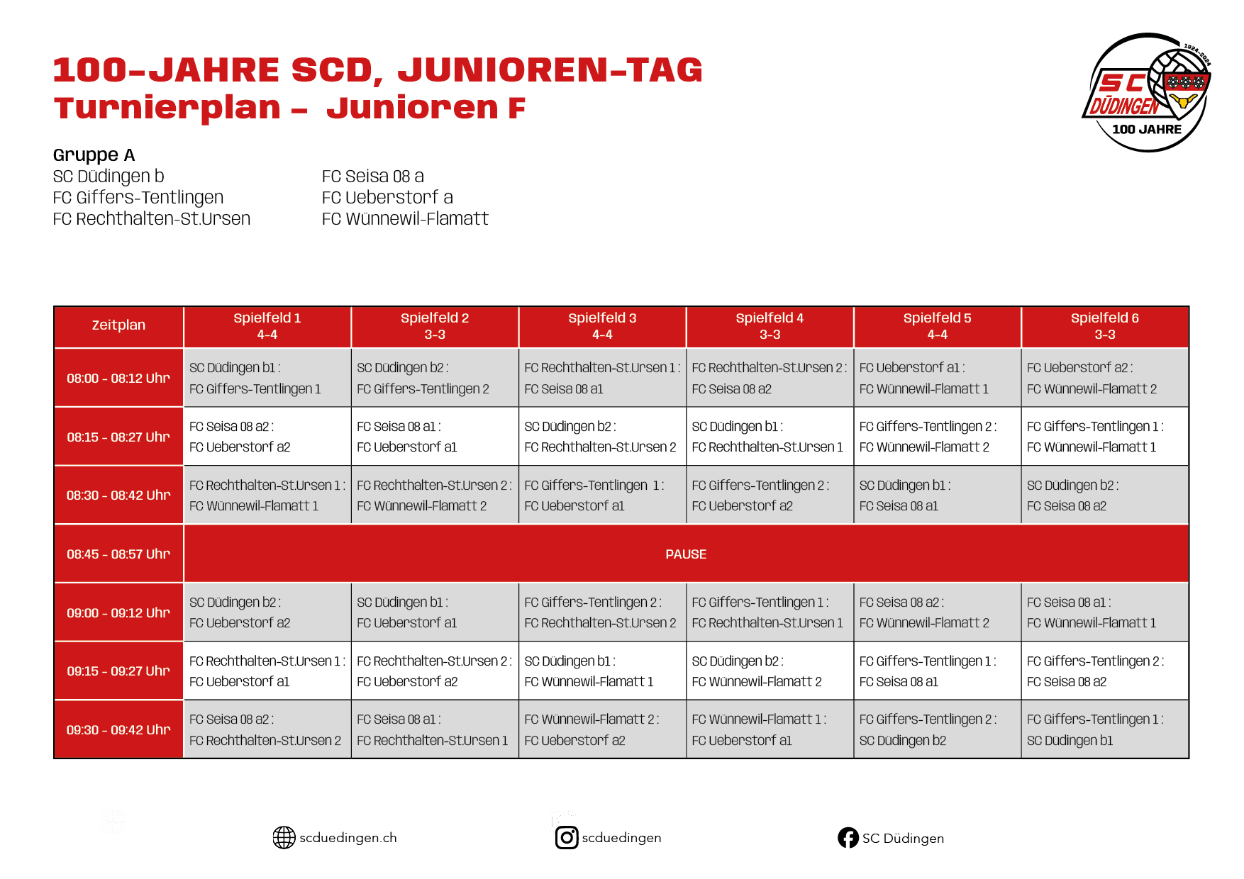 Spielplan Junioren F