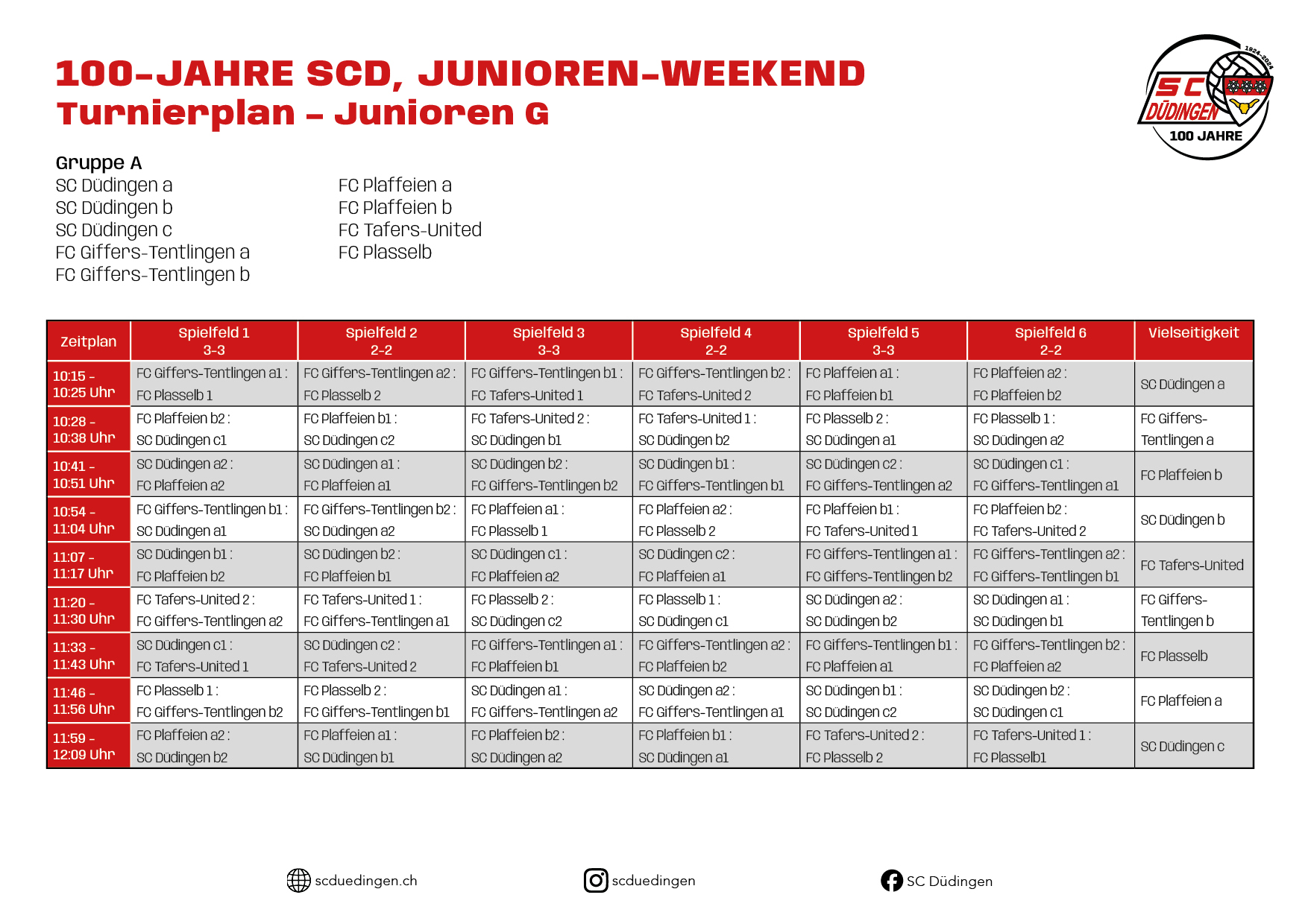 Spielplan Junioren G